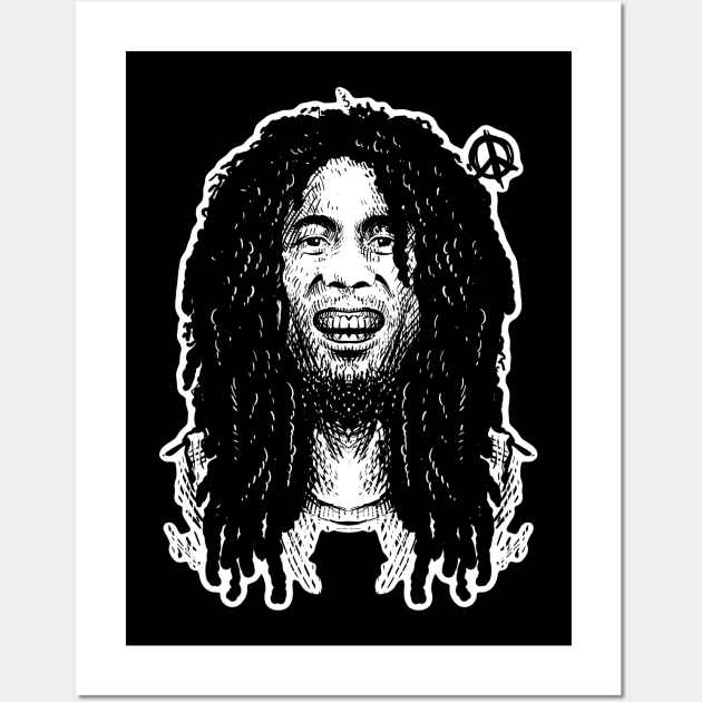 marley bob vintage hand drawing design Wall Art by ROCKHOPPER